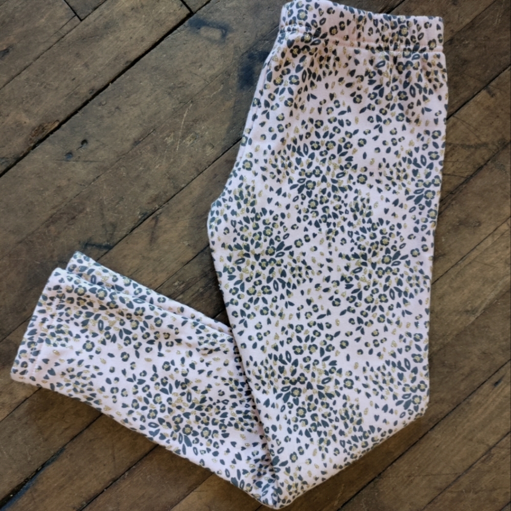 NWOT Pink lined leggings with print size 14